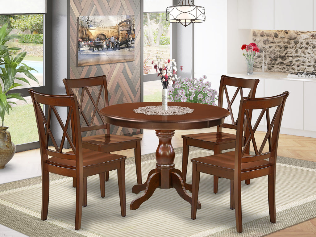 HBCL5-0Y0-F 5 Pc Eatery Ensemble Circular Mahogany Table with Center Stand & 4 Seats, 42 Size