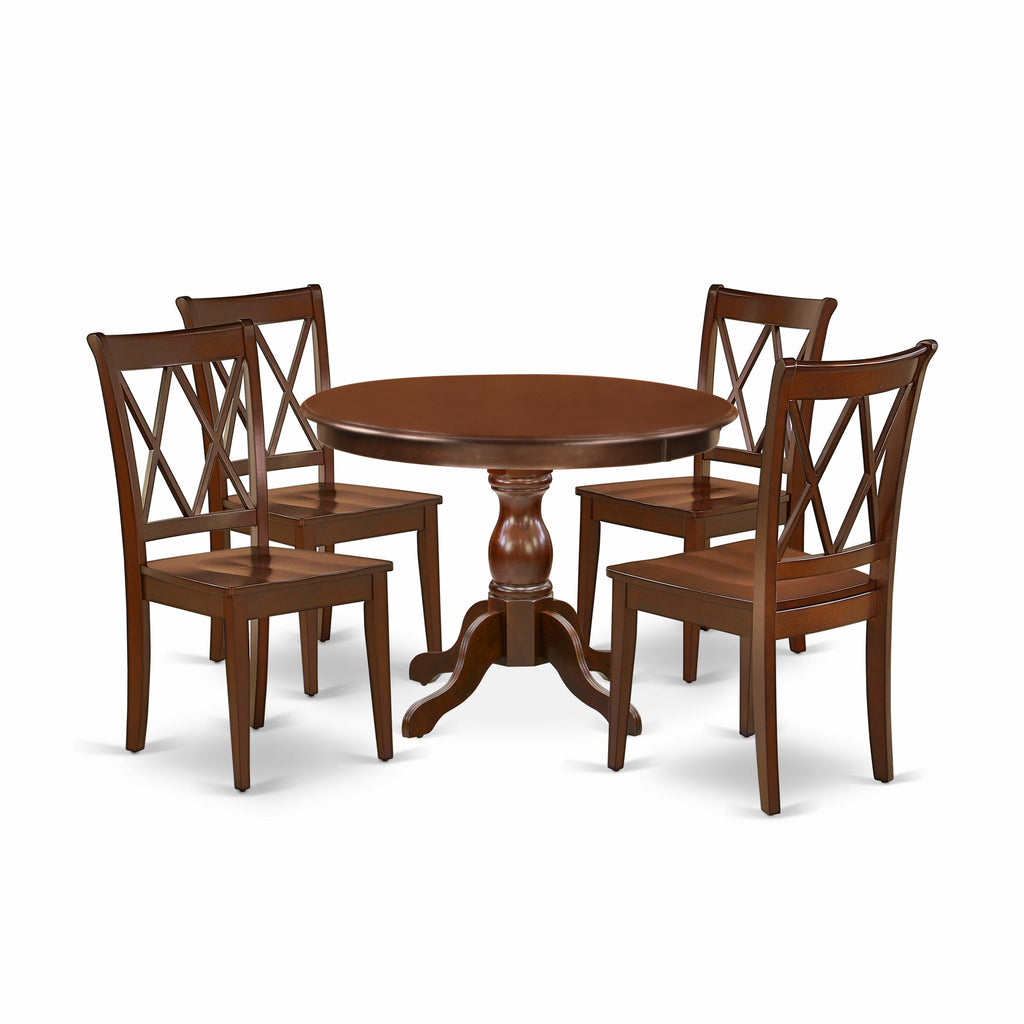HBCL5-0Y0-F 5 Pc Eatery Ensemble Circular Mahogany Table with Center Stand & 4 Seats, 42 Size