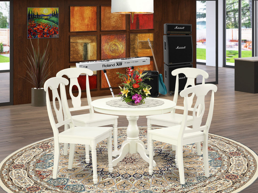 HBKE5-CBO-J 5-Piece Dining Set with Round Wooden Table & 4 Chairs, Espresso Finish, 42x42 Inches