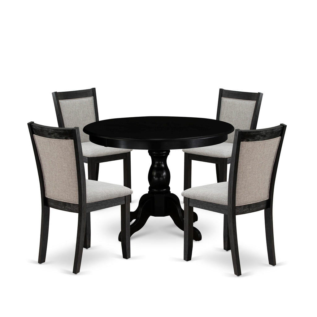 Transform Your Space with HBMZ5-QRR-FD 42-inch Round Table & 4 Chic Parsons, Black