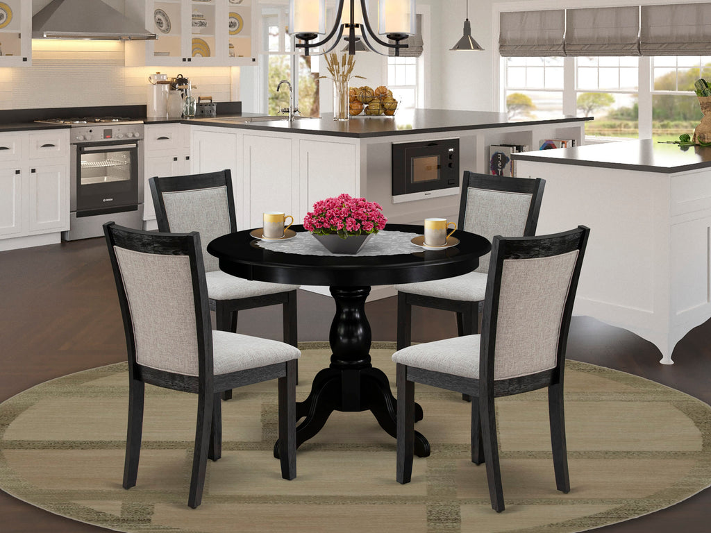 Transform Your Space with HBMZ5-QRR-FD 42-inch Round Table & 4 Chic Parsons, Black