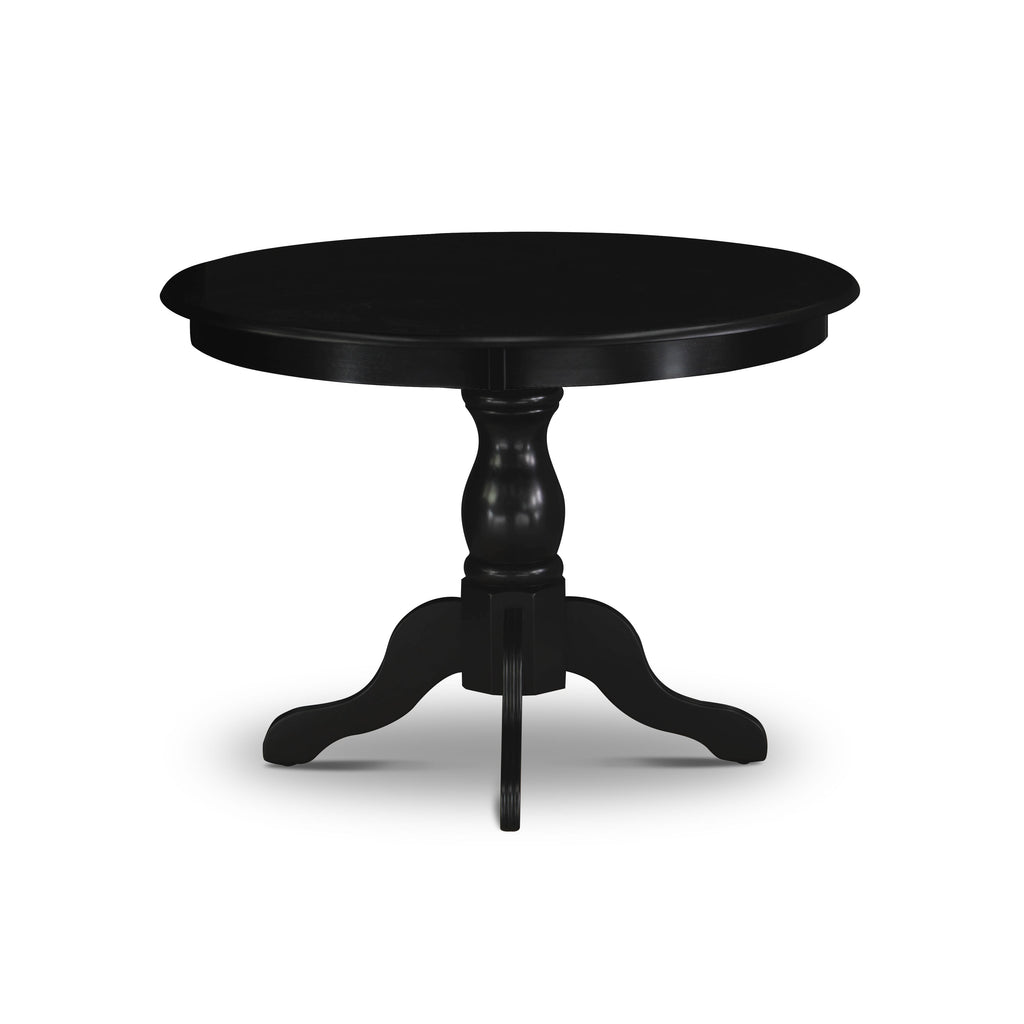 HBX25-PST-62 - Five-Piece Round Dining Collection with Black Brushed Tabletop & Stackable Leather Chairs