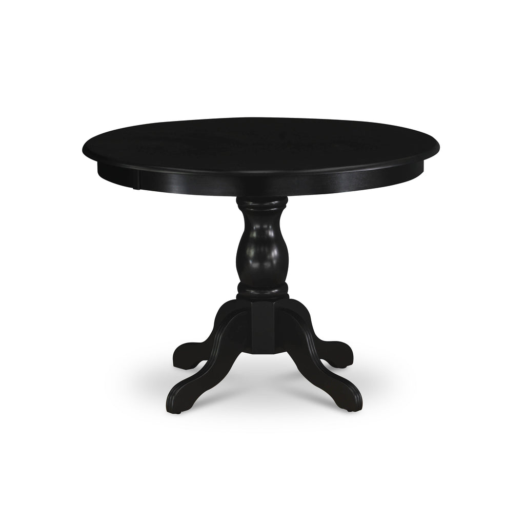HBX25-PST-62 - Five-Piece Round Dining Collection with Black Brushed Tabletop & Stackable Leather Chairs