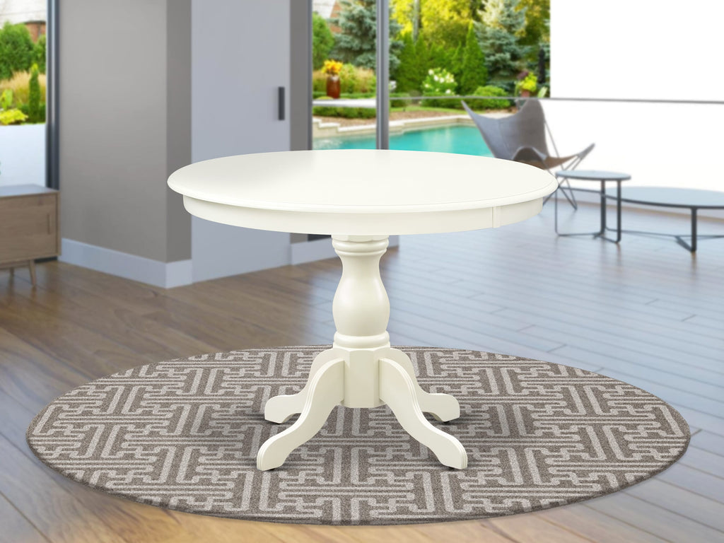 HBT-LF4-HX Hartland Round Pedestal Dining Table - Kitchen Top, 42 Linen White