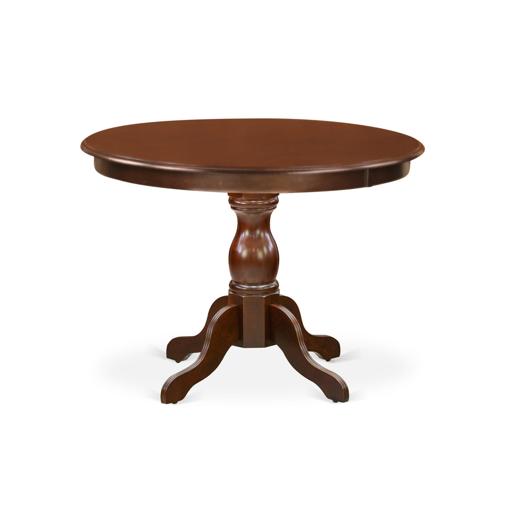 HBAB5-GWI-WP 5-Piece Dining Ensemble with Circular Table & 4 Upholstered Chairs, Walnut Hue