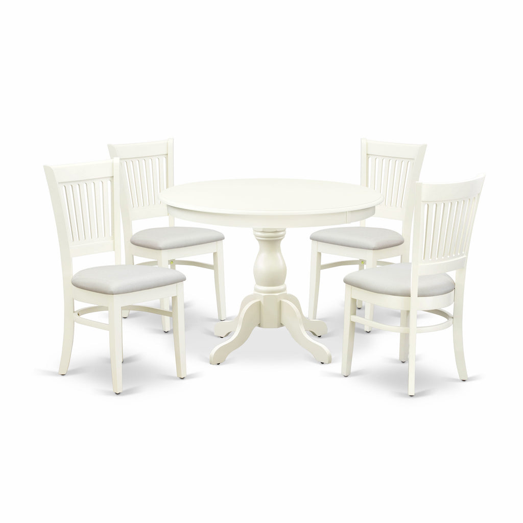 HBVA5-1VI-Y 5-Piece Dining Ensemble with Round Table and Upholstered Chairs for Stylish Settings