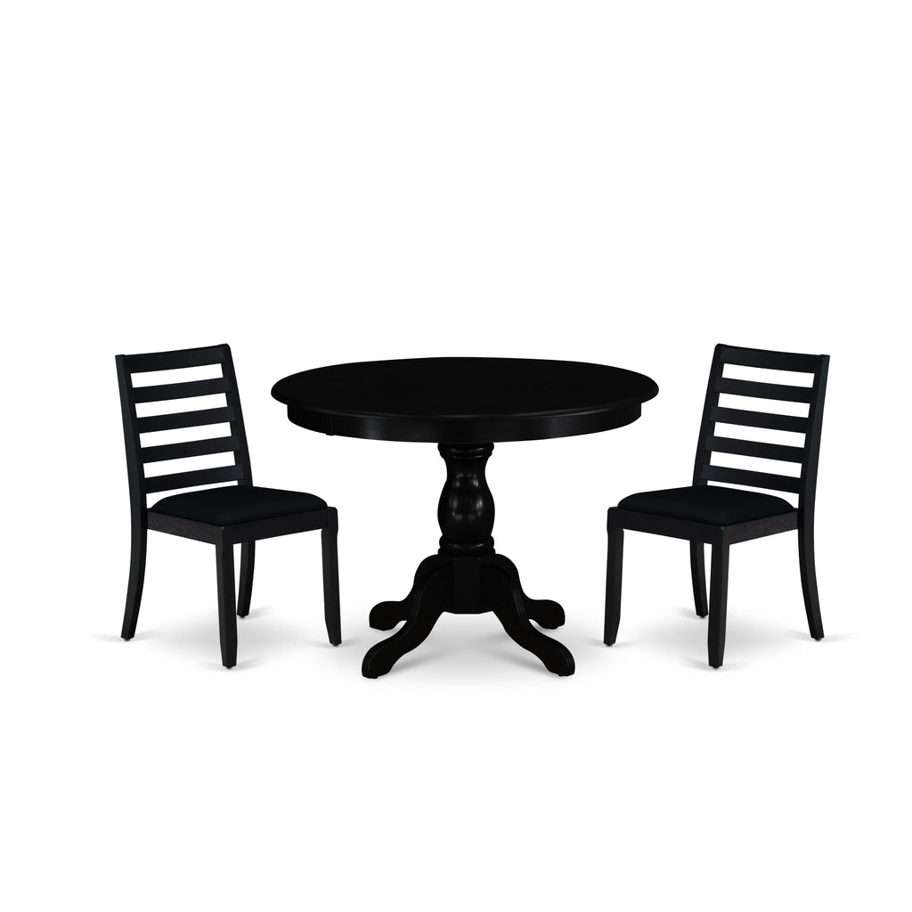 HBX13-XPK-CC Compact 3-Piece Dining Arrangement with Wire-Brushed Table & Linen Chairs