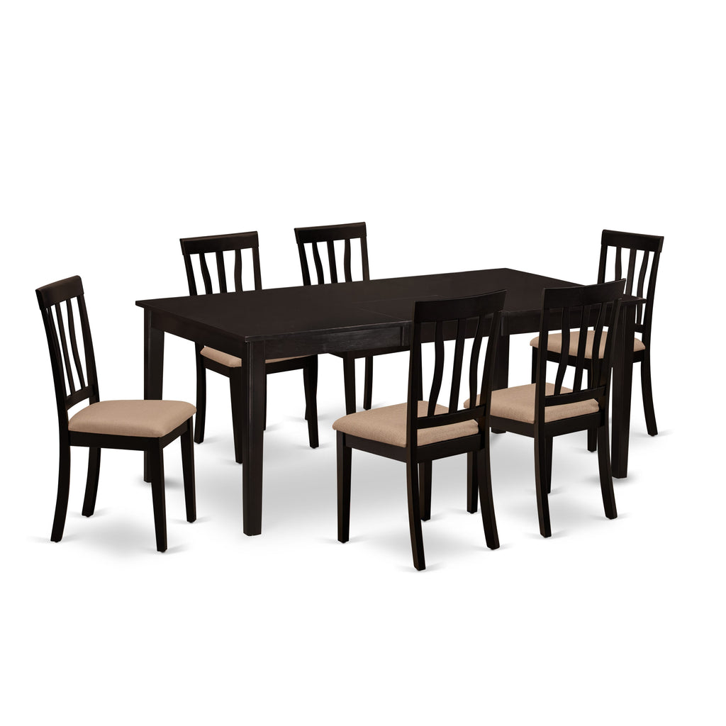 HEAN7-A45-M Elegant 7-Piece Dining Set with Rectangular Table & Upholstered Chairs in a Rich Finish