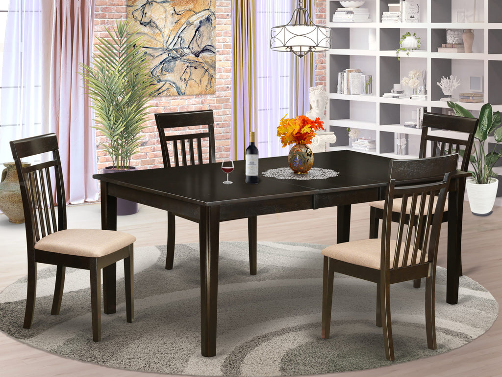 HECA5-ZTB-X Elegant 5-Piece Dining Suite with 42x72 Inch Table and Stylish Linen Dining Chairs