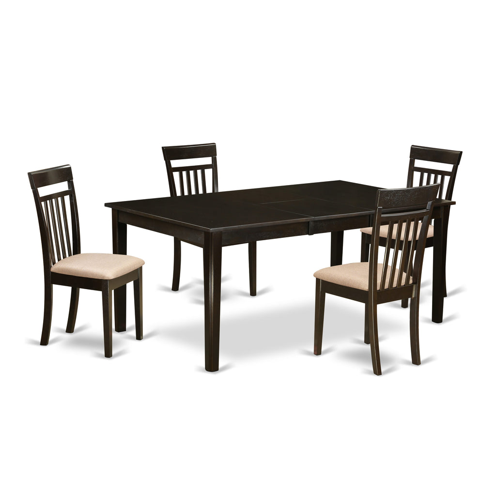 HECA5-ZTB-X Elegant 5-Piece Dining Suite with 42x72 Inch Table and Stylish Linen Dining Chairs