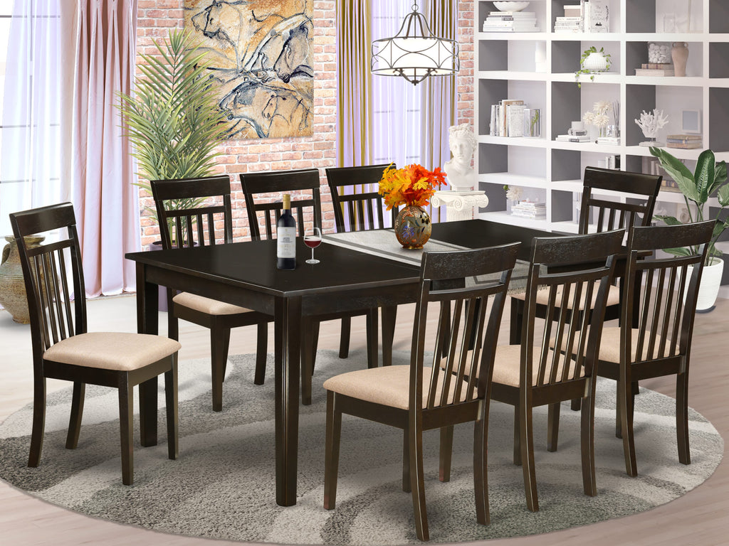 HECA9-OGA-T Opulent 9-Piece Dining Assembly with Rectangular Table and Elegant Linen Chairs, 42x72 Champ