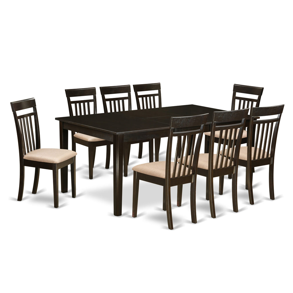 HECA9-OGA-T Opulent 9-Piece Dining Assembly with Rectangular Table and Elegant Linen Chairs, 42x72 Champ
