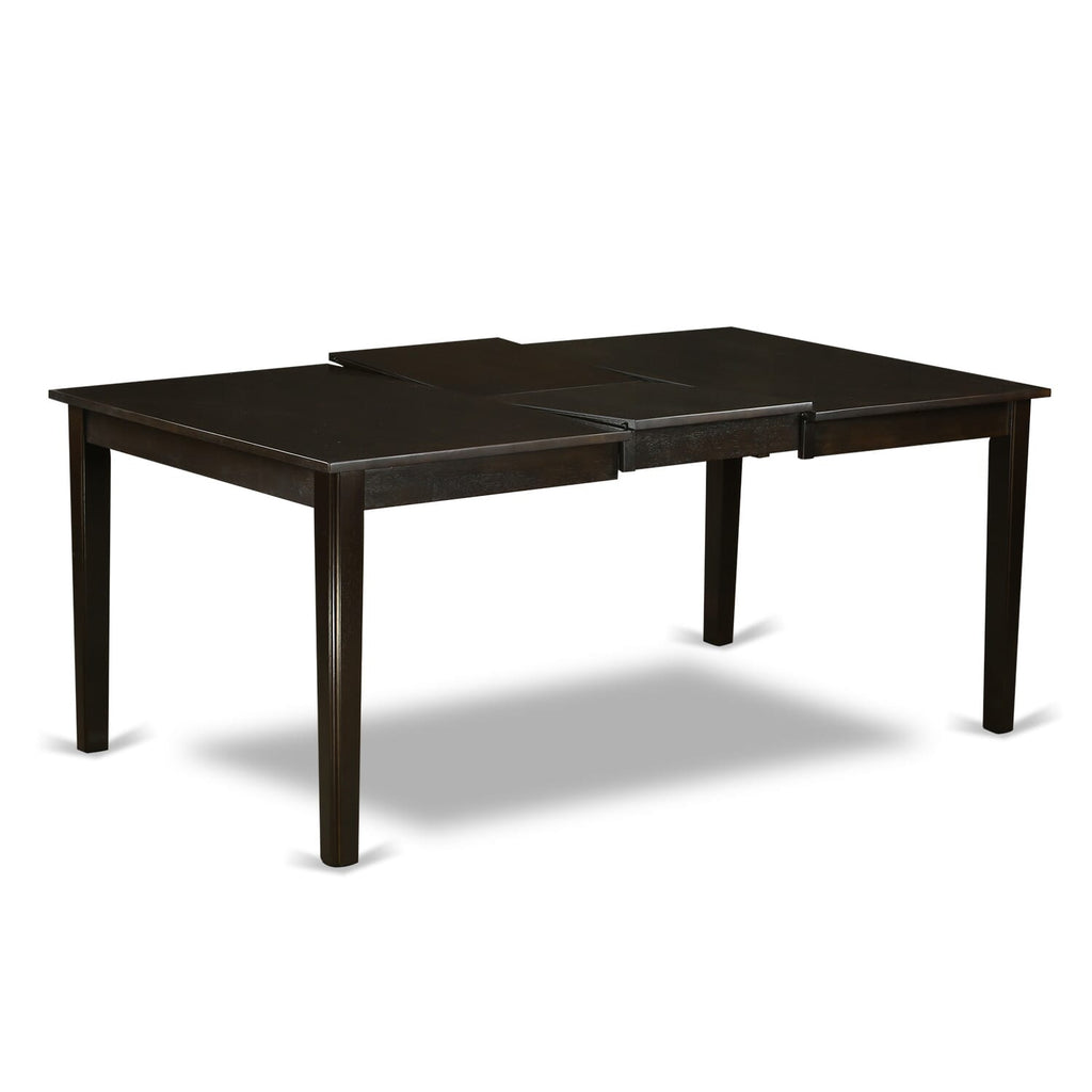 HEBA9-H1K-XC 9-Piece Dining Table Set with Pedestal and Blue Linen Chairs - 42x72 Cappuccino Delight