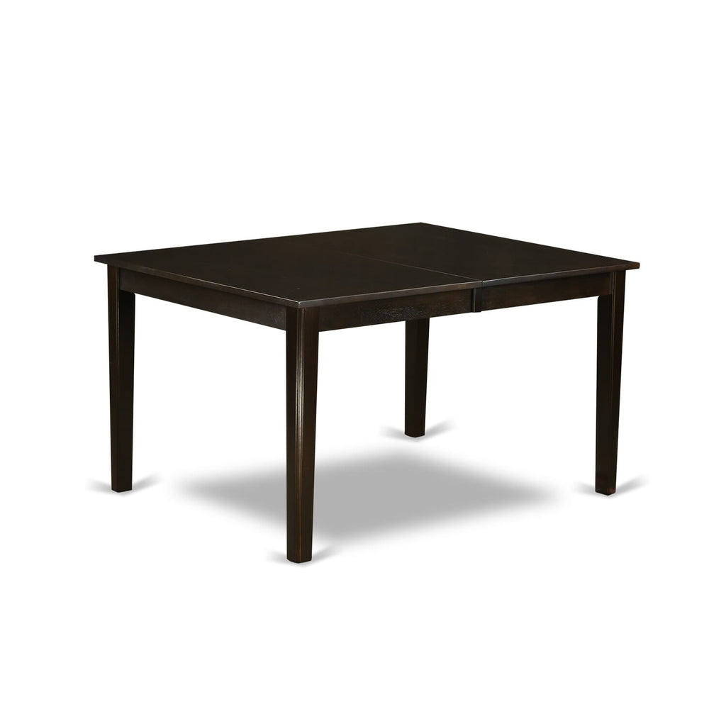 HEBA9-H1K-XC 9-Piece Dining Table Set with Pedestal and Blue Linen Chairs - 42x72 Cappuccino Delight