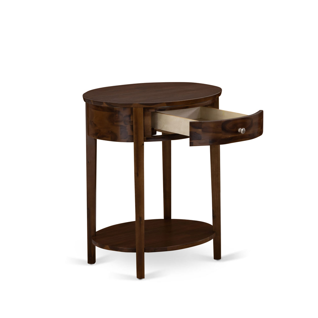 HI-08-33 Elegant Wooden Nightstand Featuring Drawer and Sturdy Build in Antique Walnut