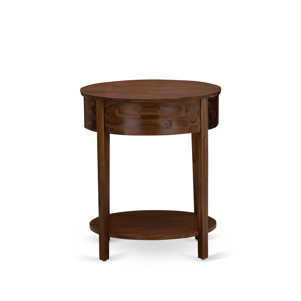 HI-08-33 Elegant Wooden Nightstand Featuring Drawer and Sturdy Build in Antique Walnut