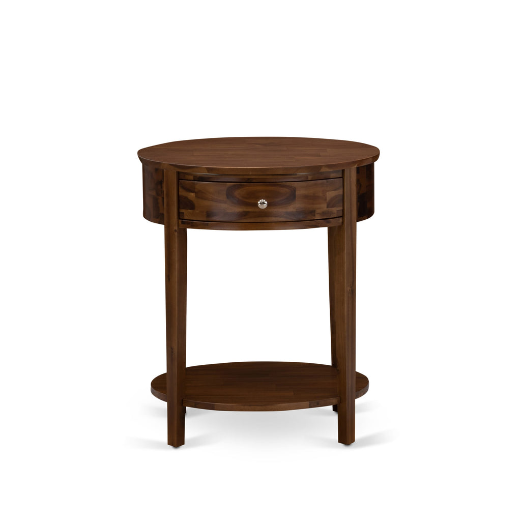 HI-08-33 Elegant Wooden Nightstand Featuring Drawer and Sturdy Build in Antique Walnut