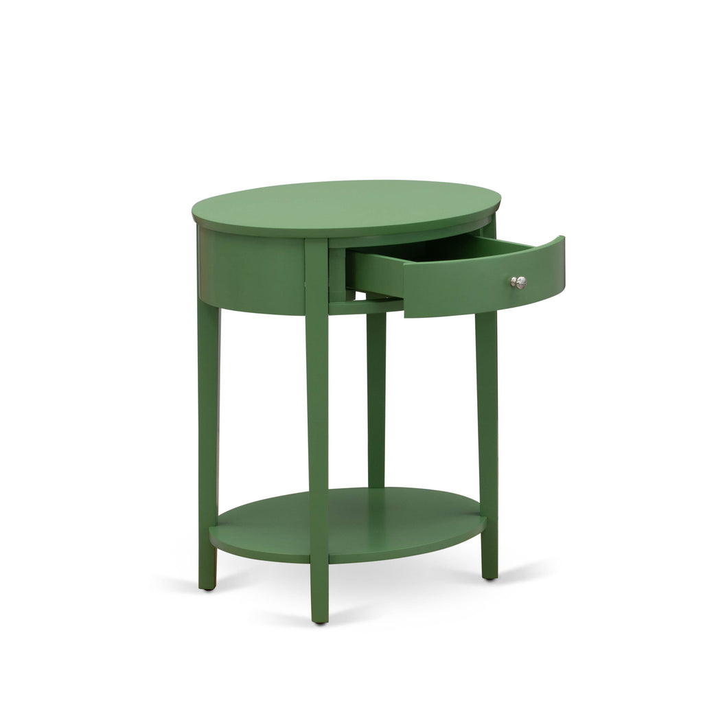 HI-12-UO Mid Century Nightstand Featuring Stable 1-Drawer Design in Vibrant Clover Green