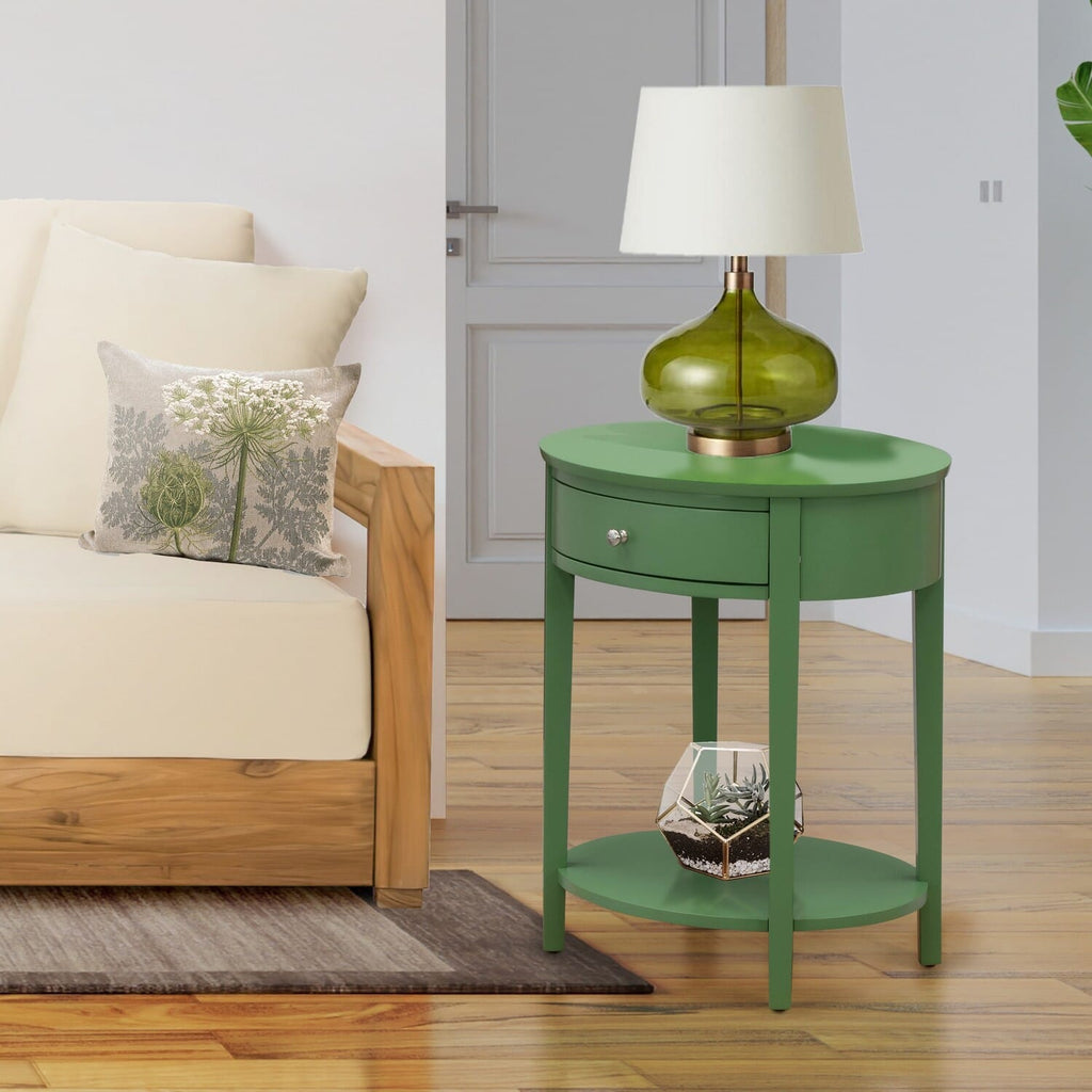 HI-12-UO Mid Century Nightstand Featuring Stable 1-Drawer Design in Vibrant Clover Green