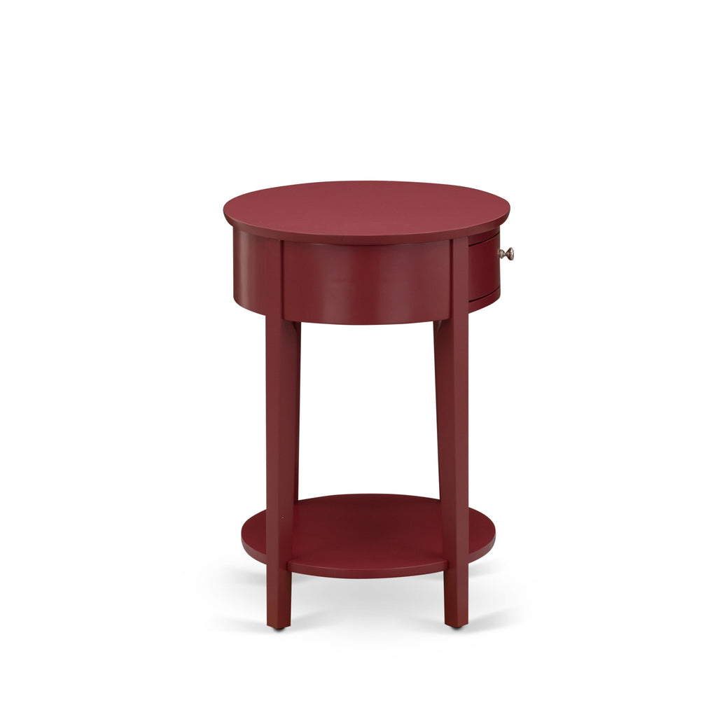NL19K-LYH0U - Elegant Button-Tufted Bed Frame and Burgundy Nightstand Set with Upholstery in Velvet and Wood Finishes