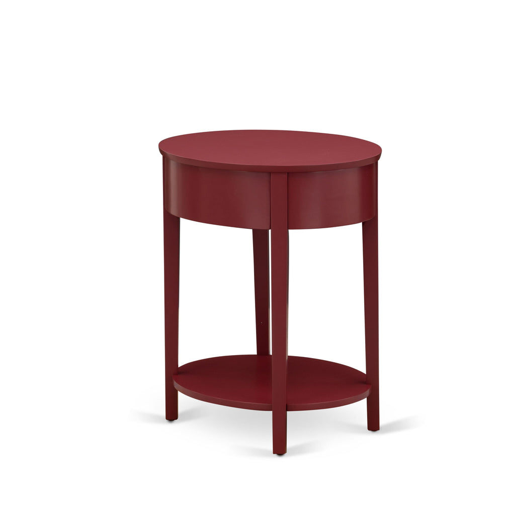 NL19K-LYH0U - Elegant Button-Tufted Bed Frame and Burgundy Nightstand Set with Upholstery in Velvet and Wood Finishes