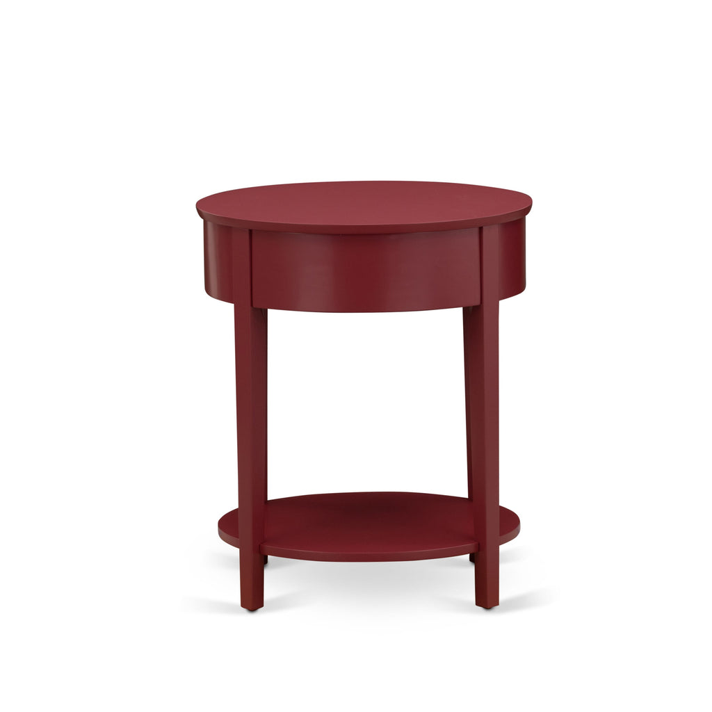 NL19K-LYH0U - Elegant Button-Tufted Bed Frame and Burgundy Nightstand Set with Upholstery in Velvet and Wood Finishes