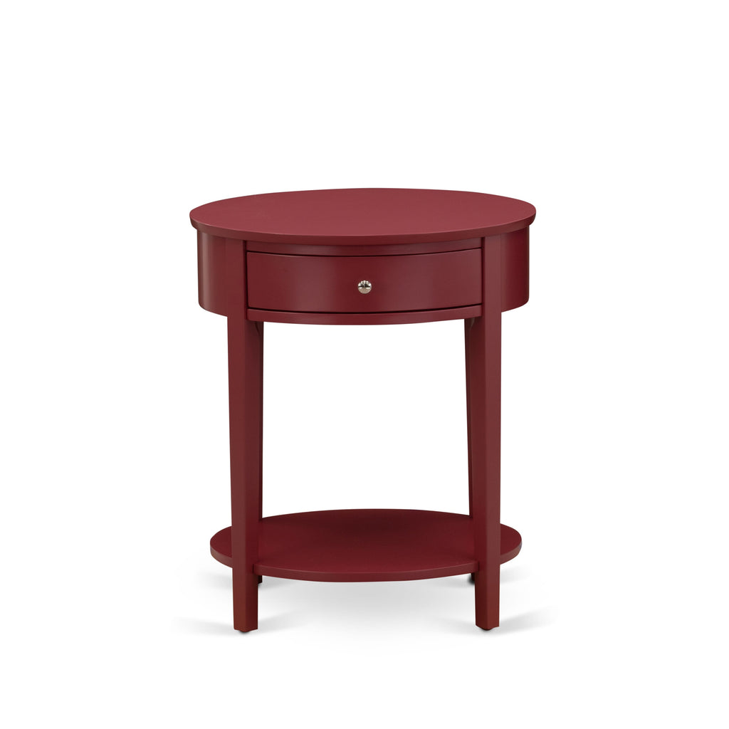 NL19Q-Z50RM 3 Piece Bedroom Set - Plush Velvet Bed with Quilted Headboard & Deep Burgundy Nightstand Elegance