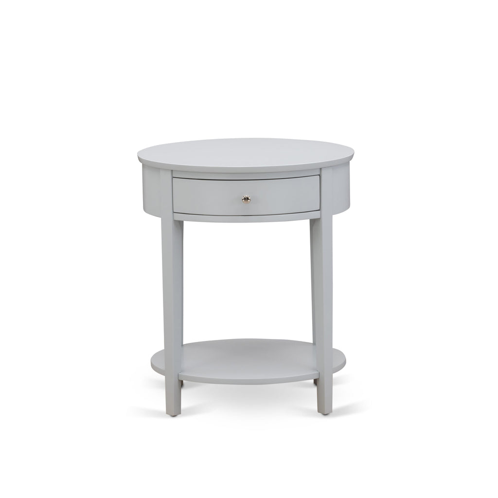 NL19Q-ESHB9 Retro 3-Piece Bedroom Suite with Button-Tufted Bed, White Velvet Upholstery & Urban Gray Nightstand