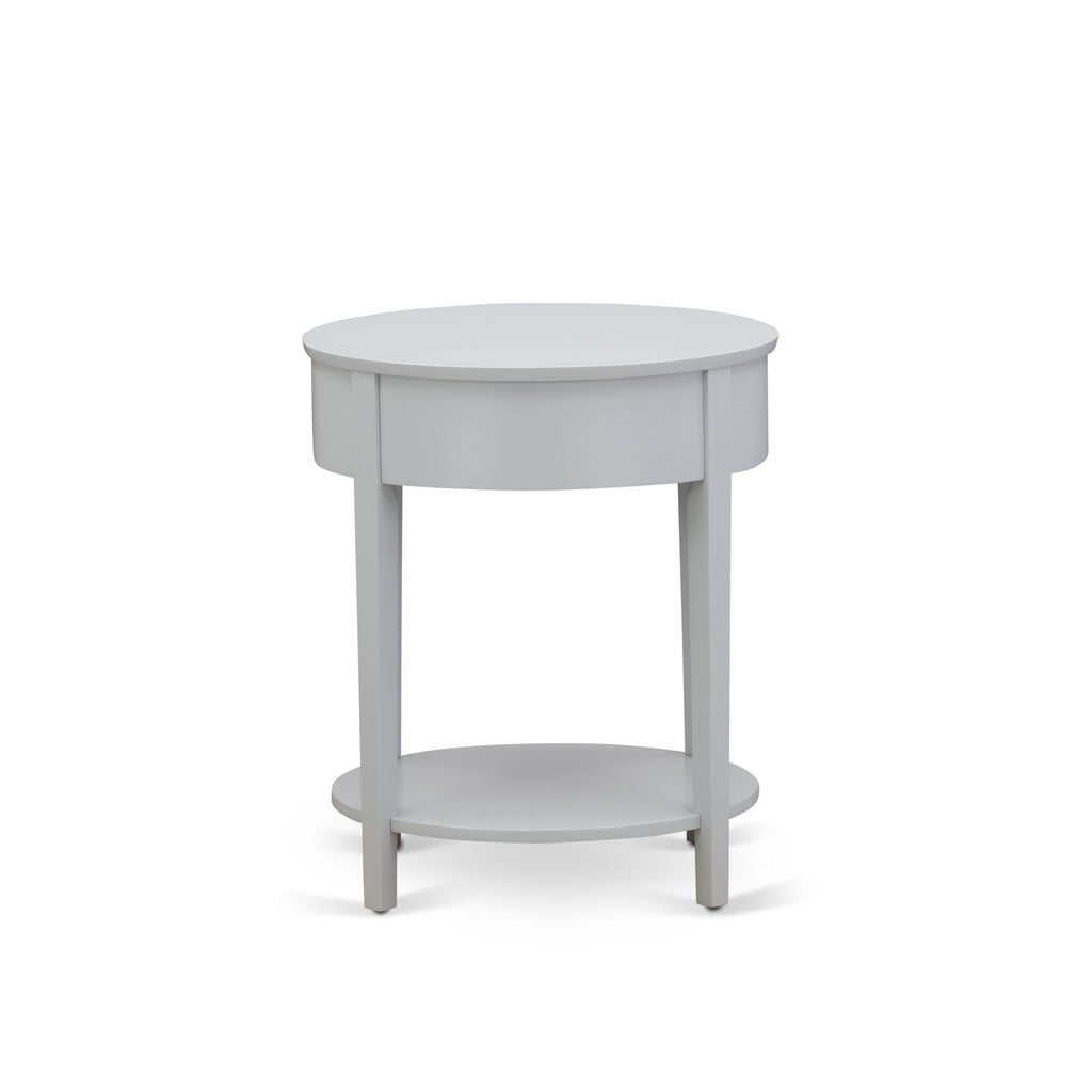 NL19Q-ESHB9 Retro 3-Piece Bedroom Suite with Button-Tufted Bed, White Velvet Upholstery & Urban Gray Nightstand