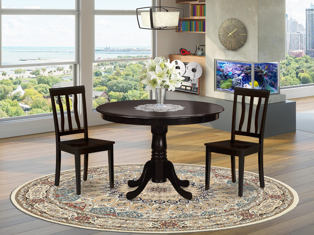 HLAN3-JMP-S Elegant 3-Piece Dining Set with Round Table & Stylish Chairs, 42x42, Cappuccino