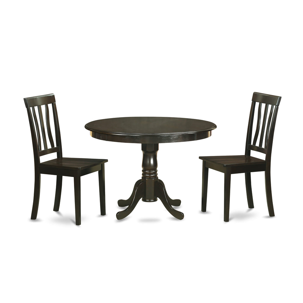HLAN3-JMP-S Elegant 3-Piece Dining Set with Round Table & Stylish Chairs, 42x42, Cappuccino