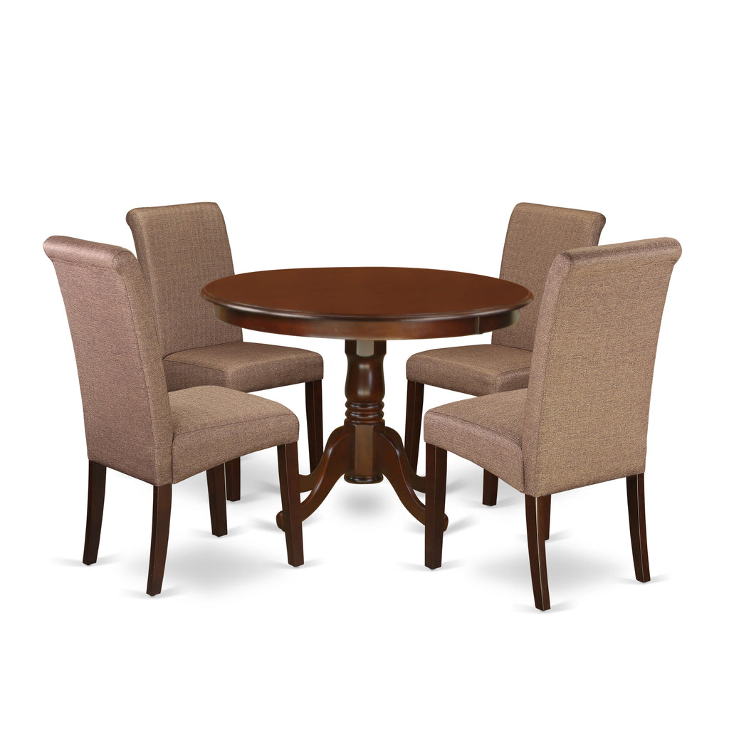 HLBA5-LRV-UU Ensemble 5-Piece Dining Set with Round Table and Elegant Parson Chairs