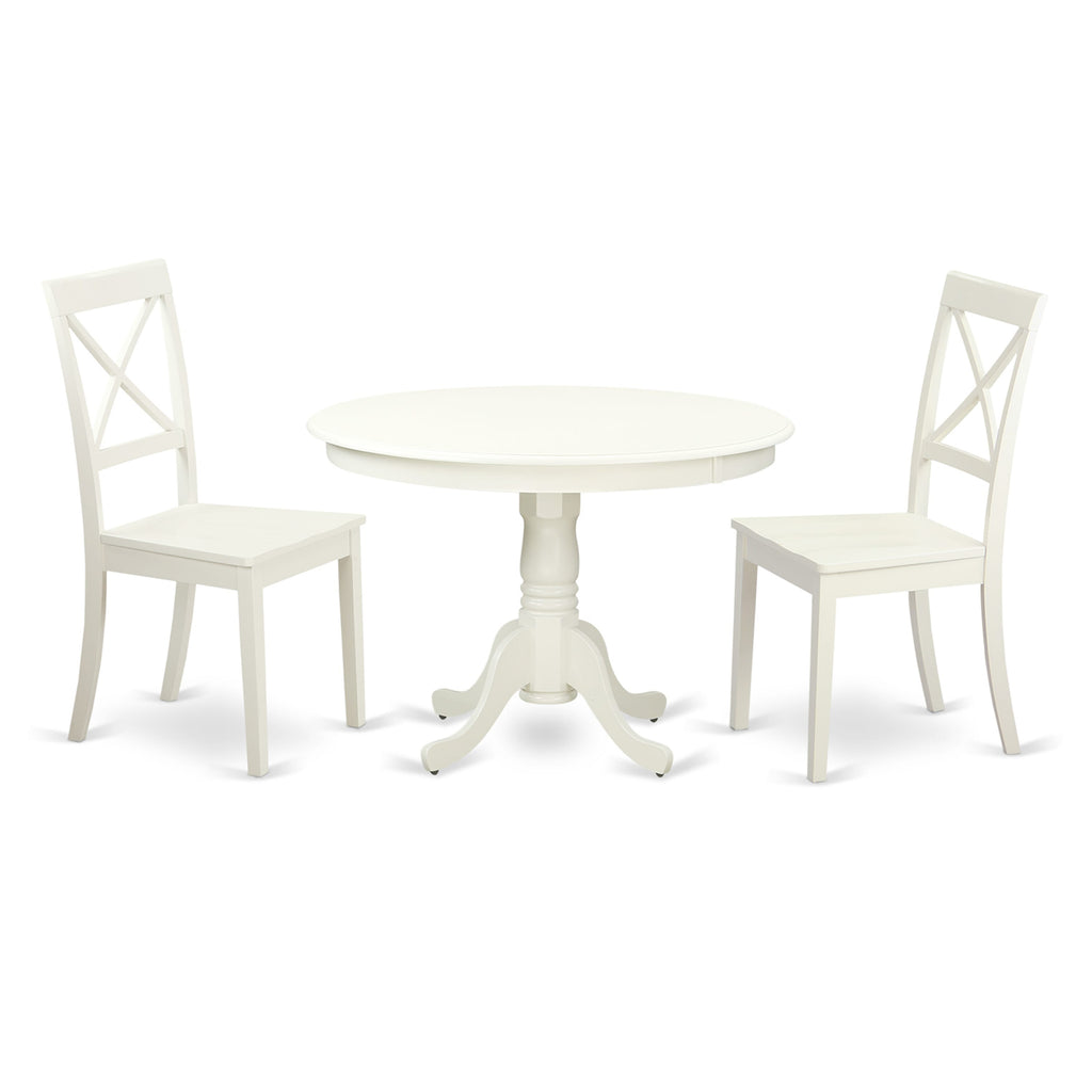 HLBO3-KOH-I Charming 3-Piece Space-Saving Dining Ensemble, Round Table & Dual Chairs, 42-Inch Linen Finish