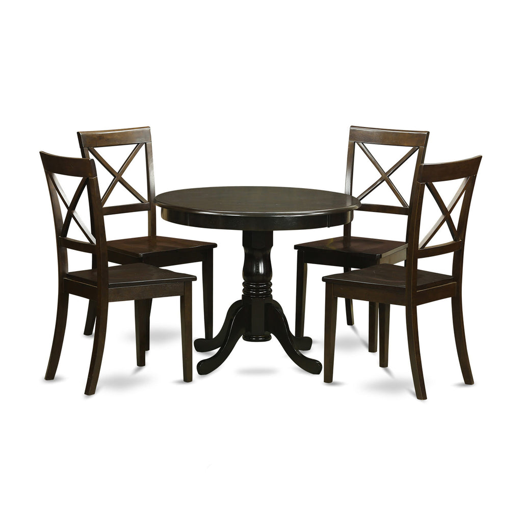 Explore the HLBO5-MPL-7 Dining Ensemble for Four with Stylish Round Table and Chairs Set, 42-Inch
