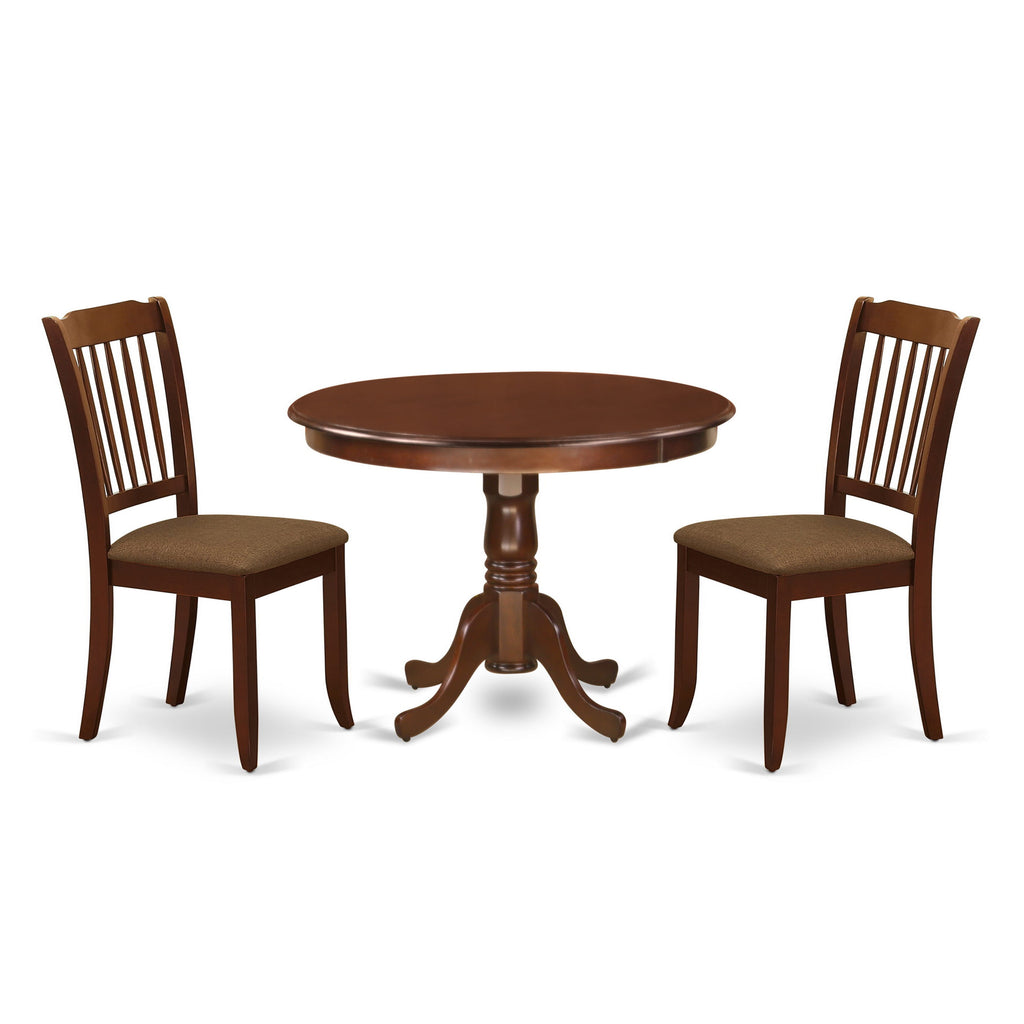 Stylish Round Pedestal Dining Set HLDA3-YVJ-N with Linen Seats for Cozy Meals