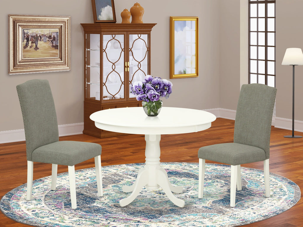 Discover Luxury in Small Spaces 3-Piece HLEN3-THI-G3 Dining Set with Elegant Dark Shitake Chairs