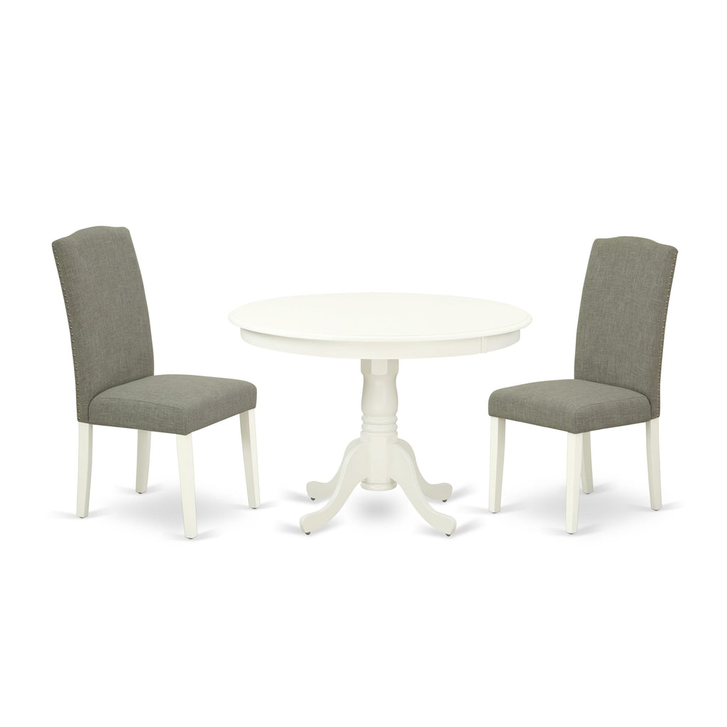Discover Luxury in Small Spaces 3-Piece HLEN3-THI-G3 Dining Set with Elegant Dark Shitake Chairs