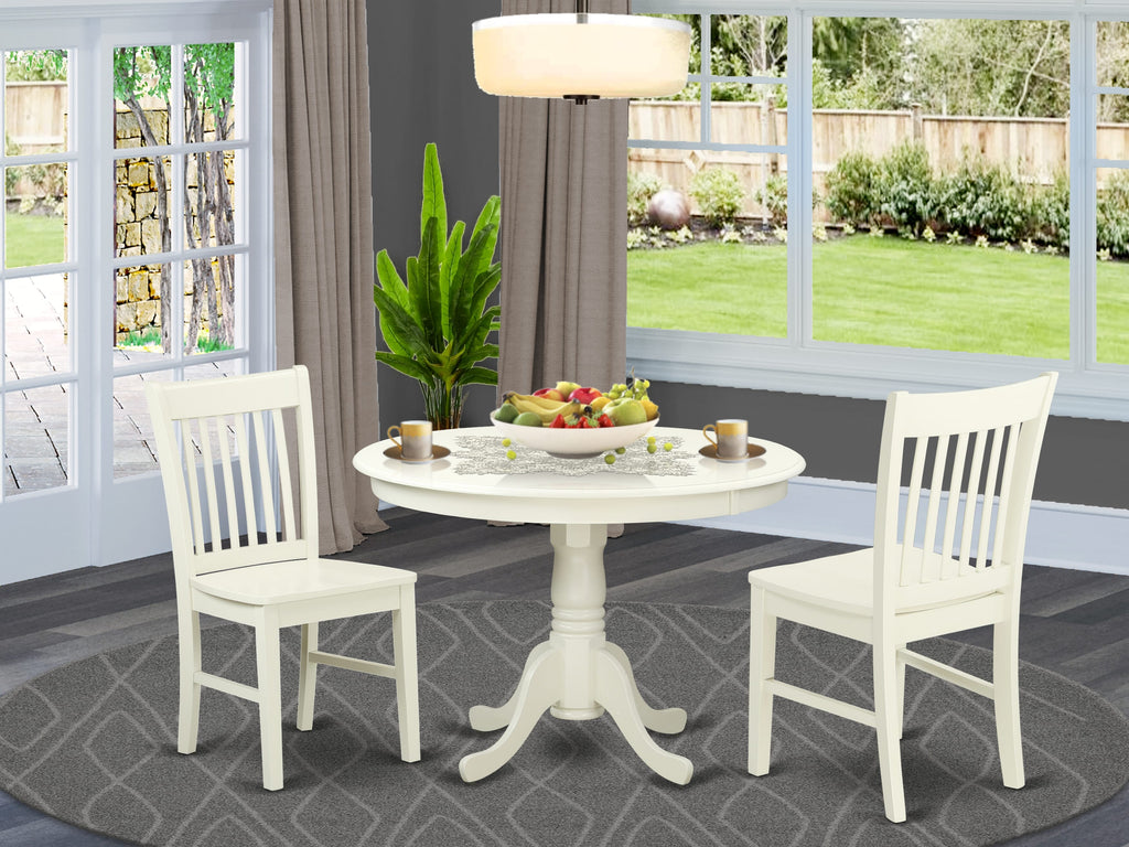 HLNO3-THU-S Compact 3-Piece Dining Ensemble with Circular Table & Pair of Seats, Ideal for Small Areas, 42x42
