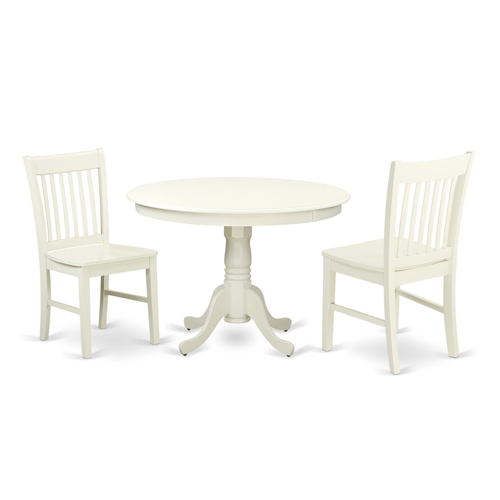 HLNO3-THU-S Compact 3-Piece Dining Ensemble with Circular Table & Pair of Seats, Ideal for Small Areas, 42x42