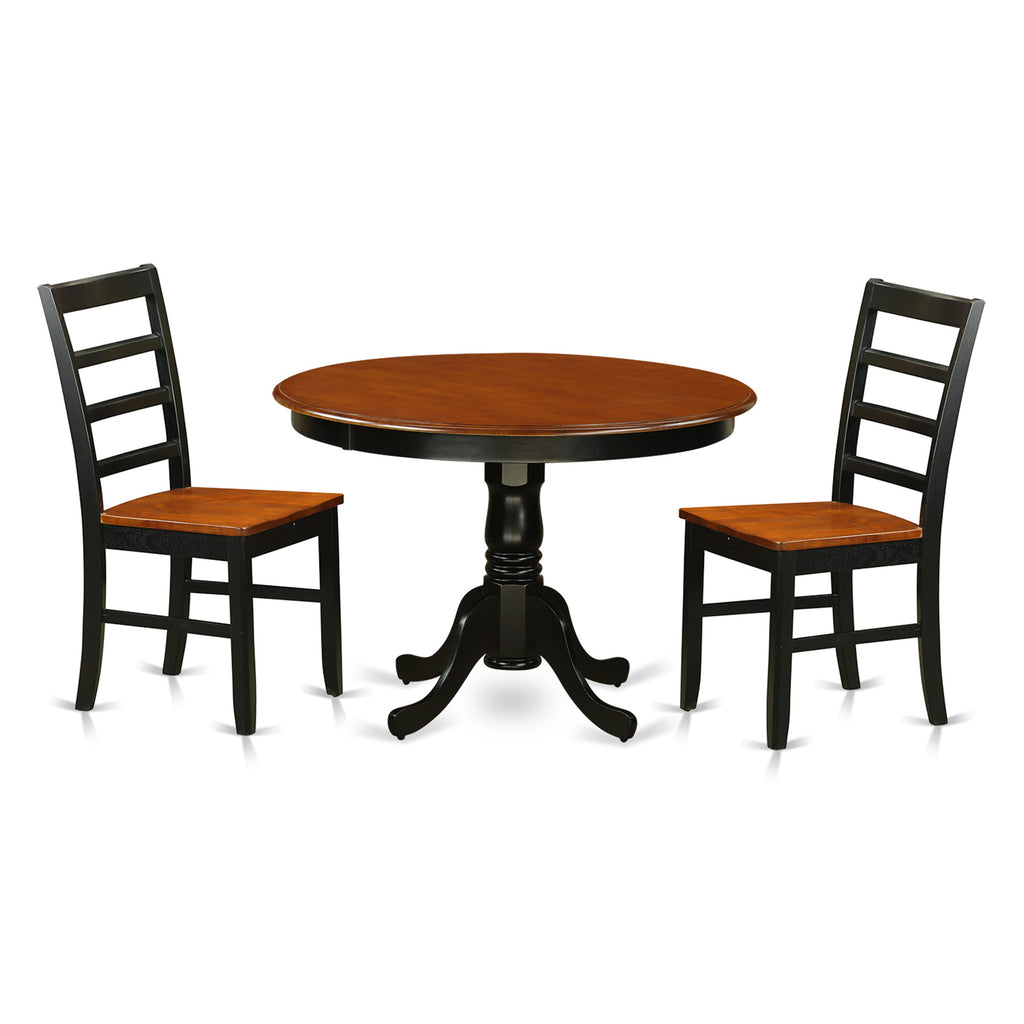 Charming 3-Piece Set, HLPF3-ZKD-W Round Table & Two Chairs, 42 Black & Cherry