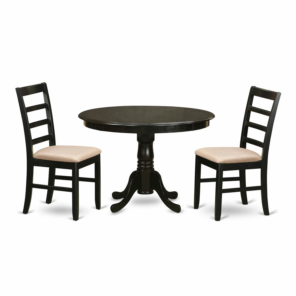 HLPF3-L6L-I 3 Pc Dining Set - Round Table & Upholstered Chairs, 42 Cappuccino