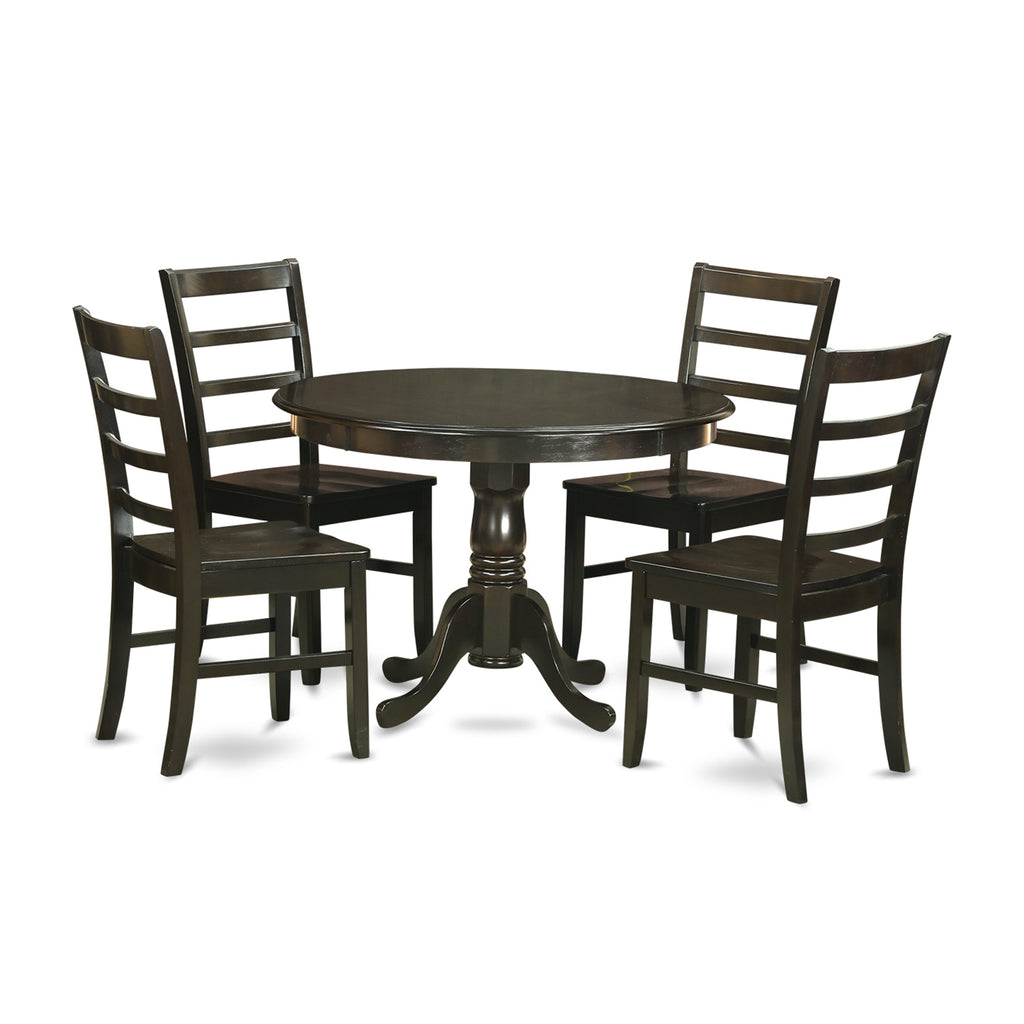 HLPF5-8N3-K Elegant 5-Piece Dining Set with Round Pedestal Table and 4 Chairs, 42x42 Cappuccino