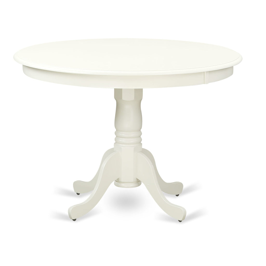 HLT-LDI-LC Hartland Stylish Round Kitchen Table with Pedestal Base, 42x42, Linen White Finish
