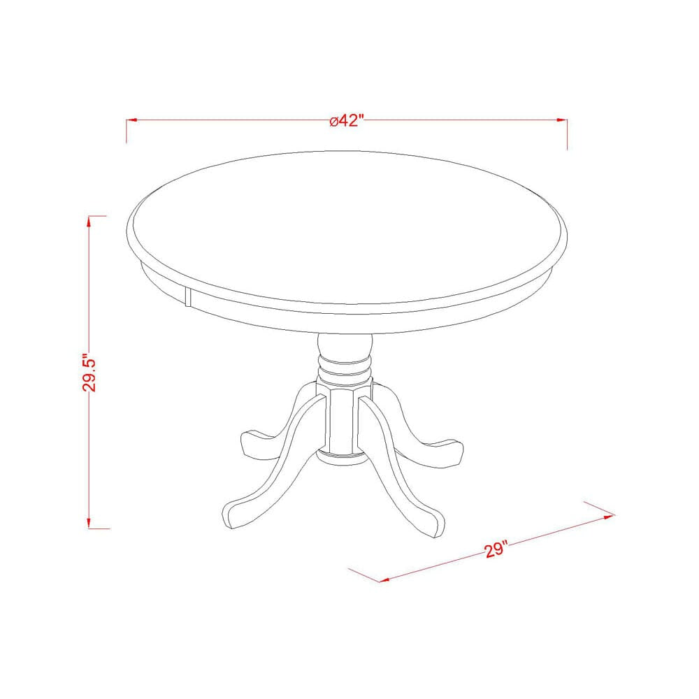 HBAB5-YX7-DH Stylish Mahogany 5-Piece Round Dining Set with Pedestal Table & Captivating Red Faux Leather Chairs