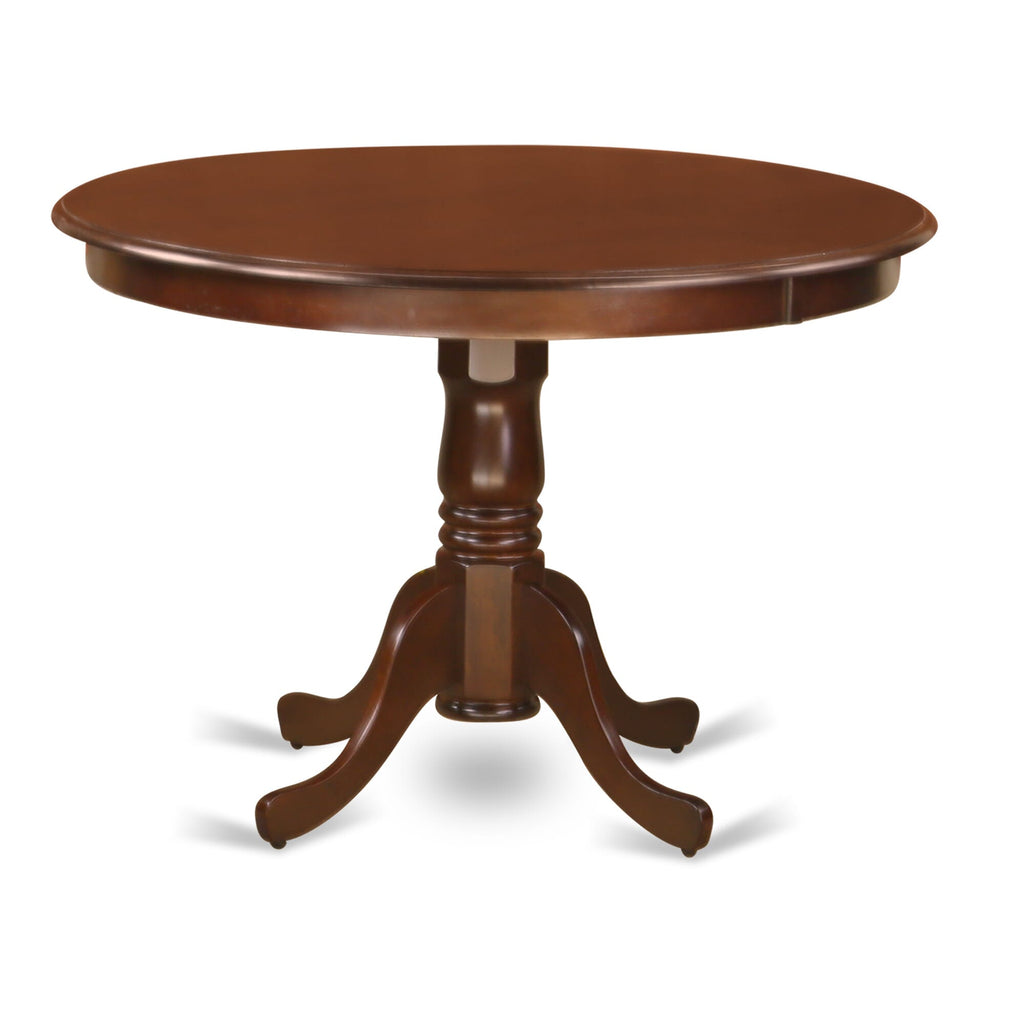 HLIP5-W7R-B Elegant 5-Piece Dining Ensemble with Round Pedestal Table and 4 Wooden Seat Chairs, Mahogany Finish