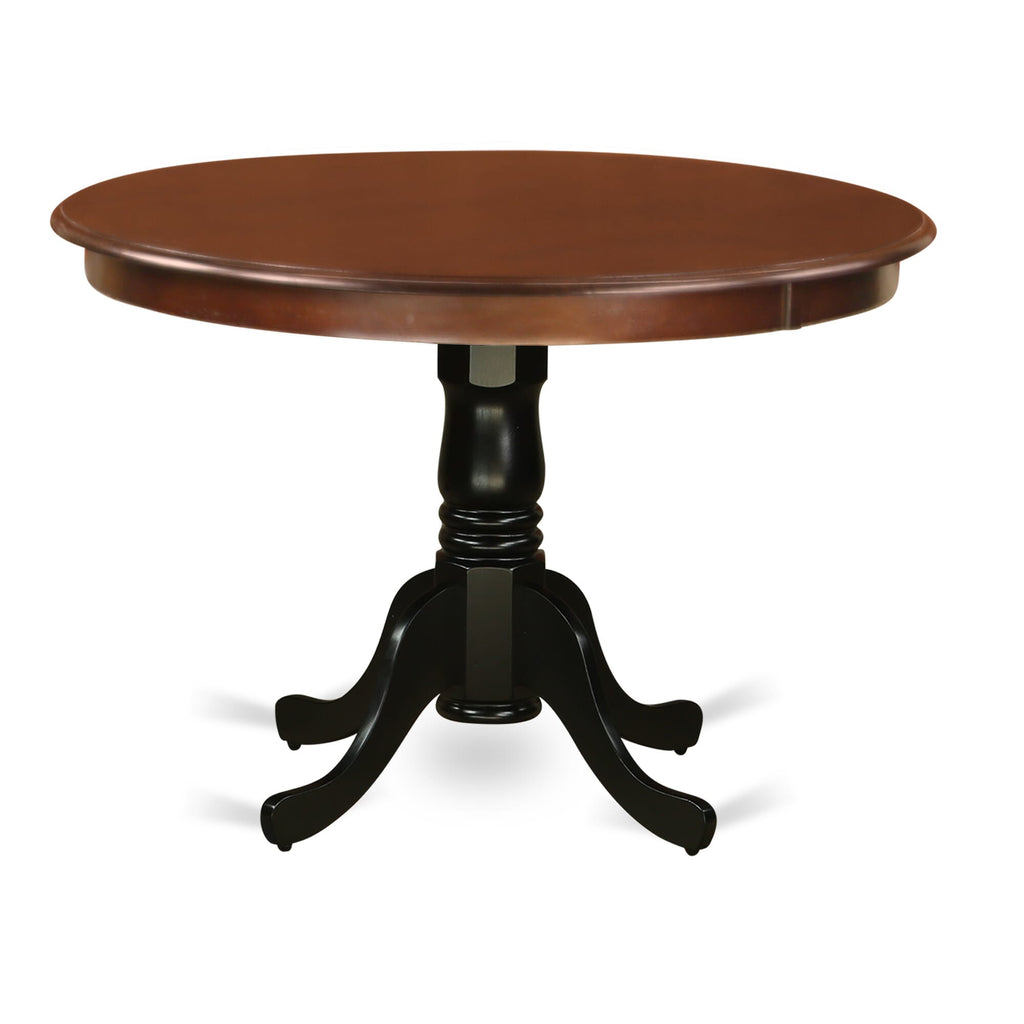 HLT-MO9-TM Dining Room Table, Mahogany & Black Round Pedestal Style 42-Inch Top
