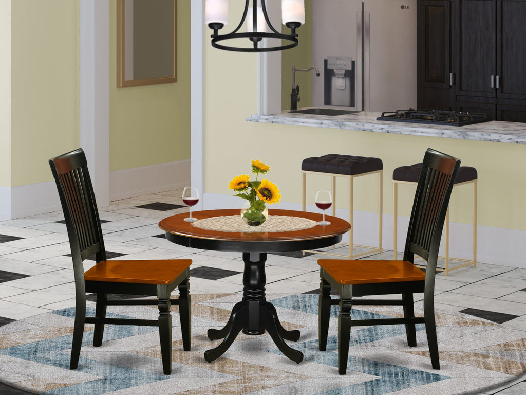 HLWE3-AUE-I 3-Piece Dining Set With 42 Round Table & Two Chairs in Black Cherry