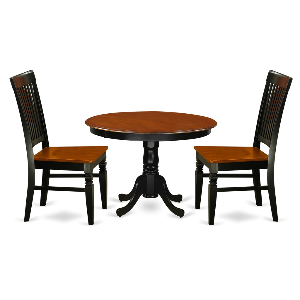 HLWE3-AUE-I 3-Piece Dining Set With 42 Round Table & Two Chairs in Black Cherry