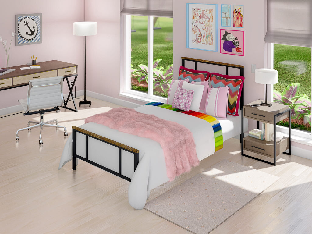 IGTBBF3 Sleek Ingram Stylish Black Bed Frame with Four Metal Legs - Premium Finish