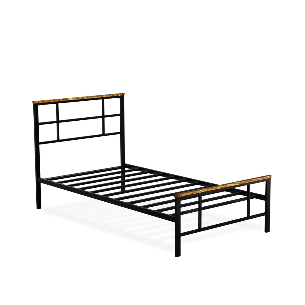 IGTBBF3 Sleek Ingram Stylish Black Bed Frame with Four Metal Legs - Premium Finish
